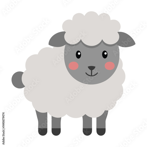 Cute cartoon sheep illustration vector design element fluffy lamb farm animal