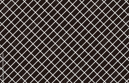シンプルな格子柄。金網のようなイラスト。カラーは黒。斜めになった長方形。抽象的な背景。パソコンでも使える素材。線のテクスチャ。ベクターの壁紙