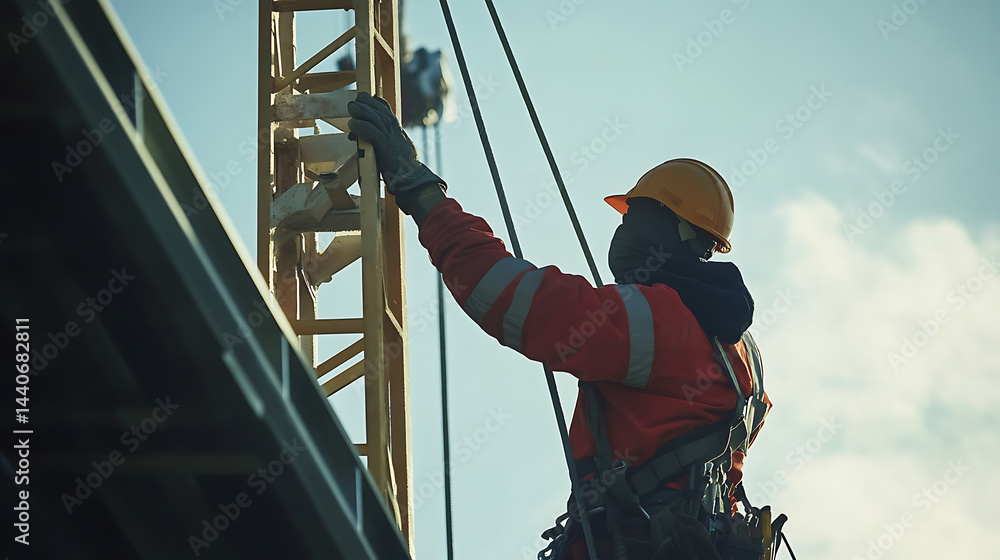Construction Worker on Scaffolding Construction Worker on Scaffolding