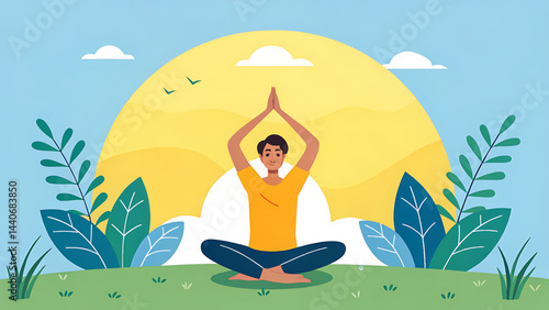 a vector illustration of a person practicing yoga