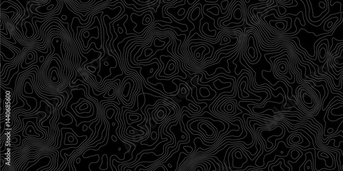 contour topographic wave nature curve geography outline technology map shape terrain black background.  
