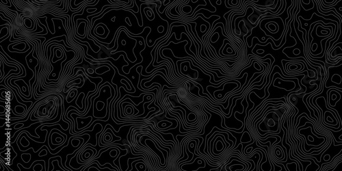 contour topographic wave nature curve geography outline technology map shape terrain black background.  