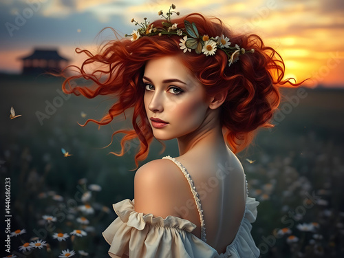 Obraz na płótnie Douceur d’un soir d’été,Portrait d’une muse w salonie