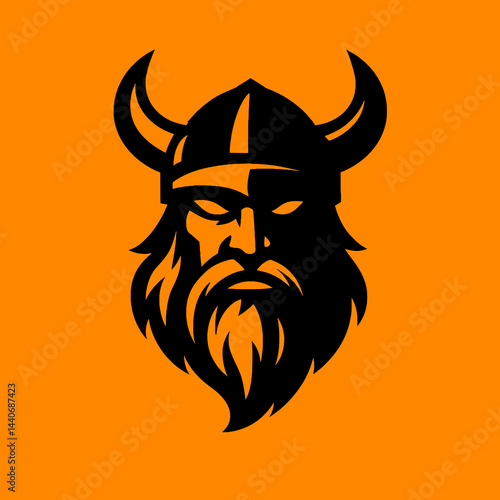 Viking Warrior Head Silhouette Vector Illustration