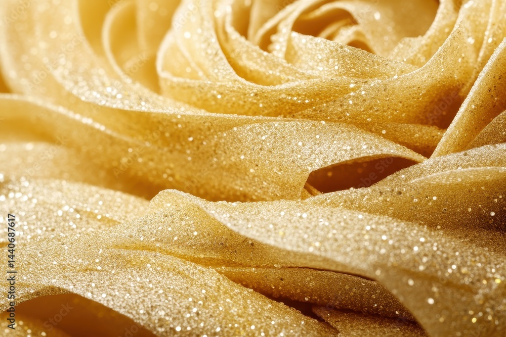 Close-up of golden pasta, resembling a rose Close-up of golden pasta, resembling a rose