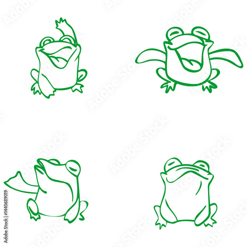 Cheerful frogs reflect joy and optimism in every movement
This logo presents frogs with poses and expressions that are truly full of joy