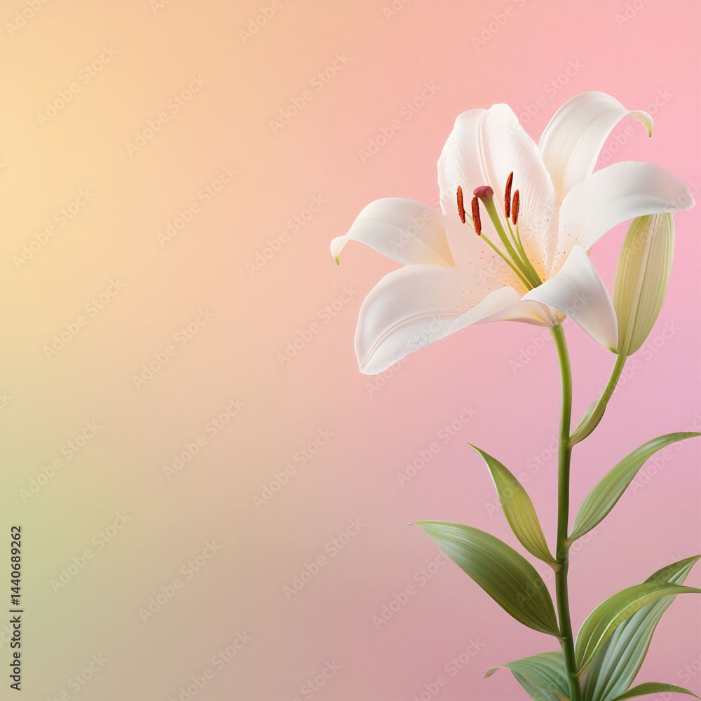 Obraz premium lily on subtle watercolor texture,