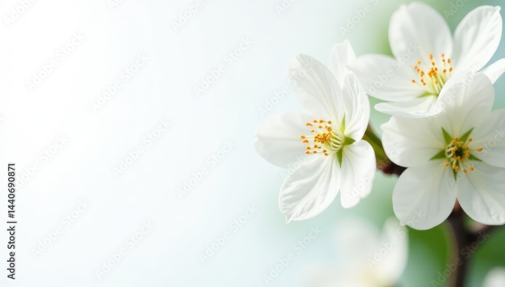 Close-up of pristine white blossoms on stark white backdrop, clean, blossom Close-up of pristine white blossoms on stark white backdrop, clean, blossom