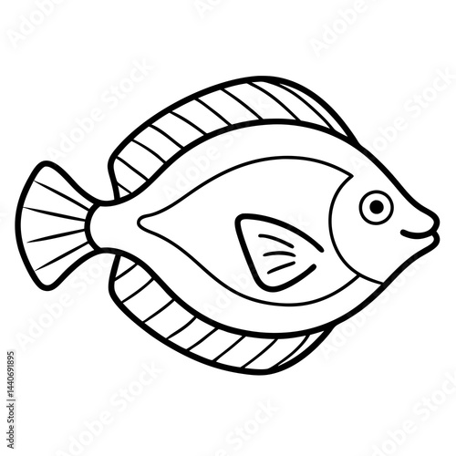 Minimalist One-Line Flounder Vector Art