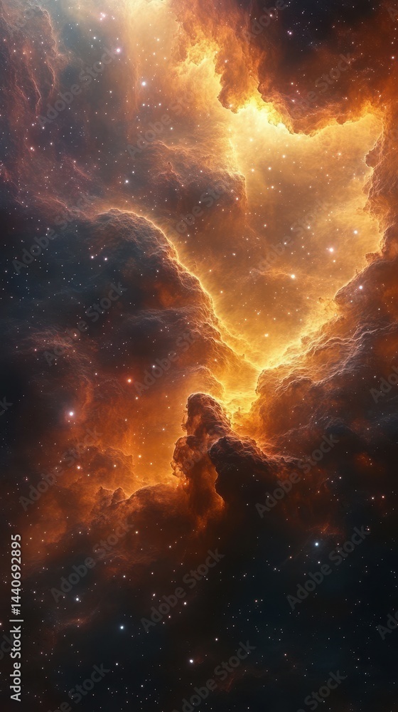 Obraz premium Captivating cosmic clouds and stellar formations creating vibrant colors in deep space