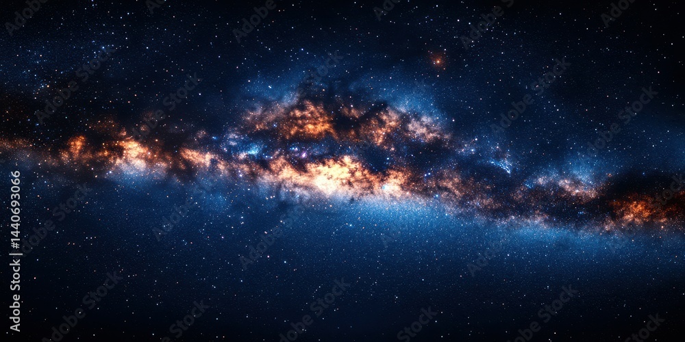 Vast galaxy filled with bright stars and cosmic dust captured in deep space at night Vast galaxy filled with bright stars and cosmic dust captured in deep space at night