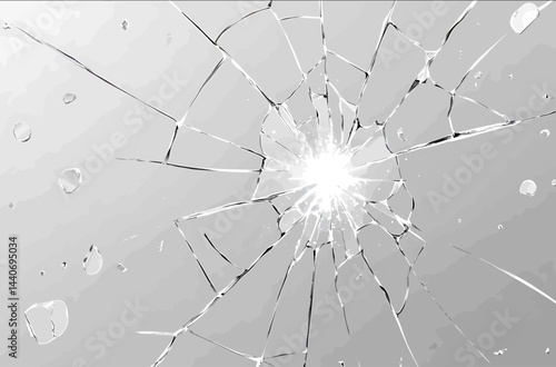 Shattered glass cracks and circles on the surface gray background white background high resolution no blur effect no grainy textures no shadows flat design vector illustration minim