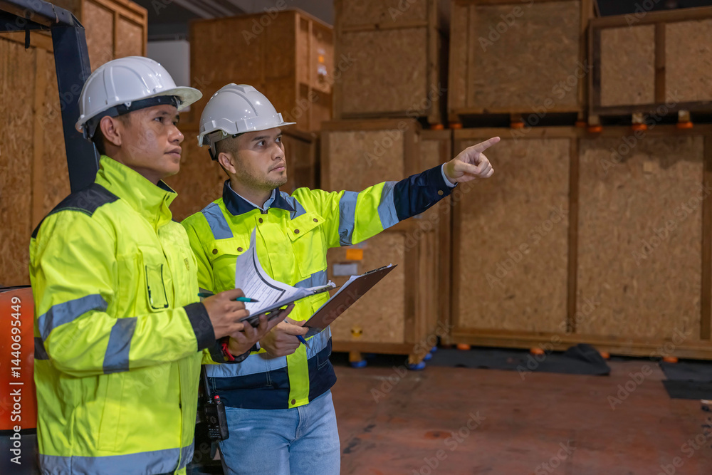 Customs inspections are official measures taken by the customs office to prevent illegal imports, Warehouse staff work in container storage facilities.