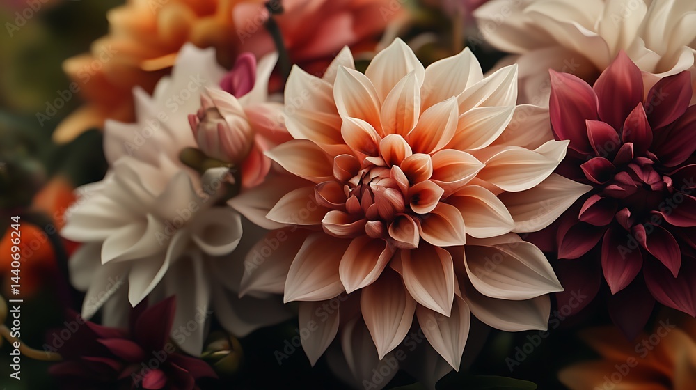 Obraz premium Beautiful Floral Style Close-Up of Natural Realistic Flowers