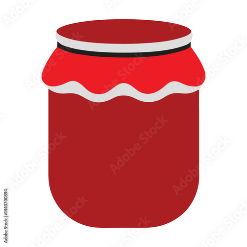 Simple jar illustration for homemade preserves or pickles with red lid
