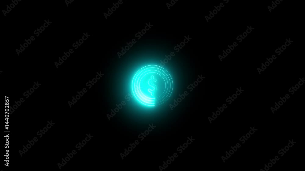 a glowing neon dollar icon animation video on black background a glowing neon dollar icon animation video on black background