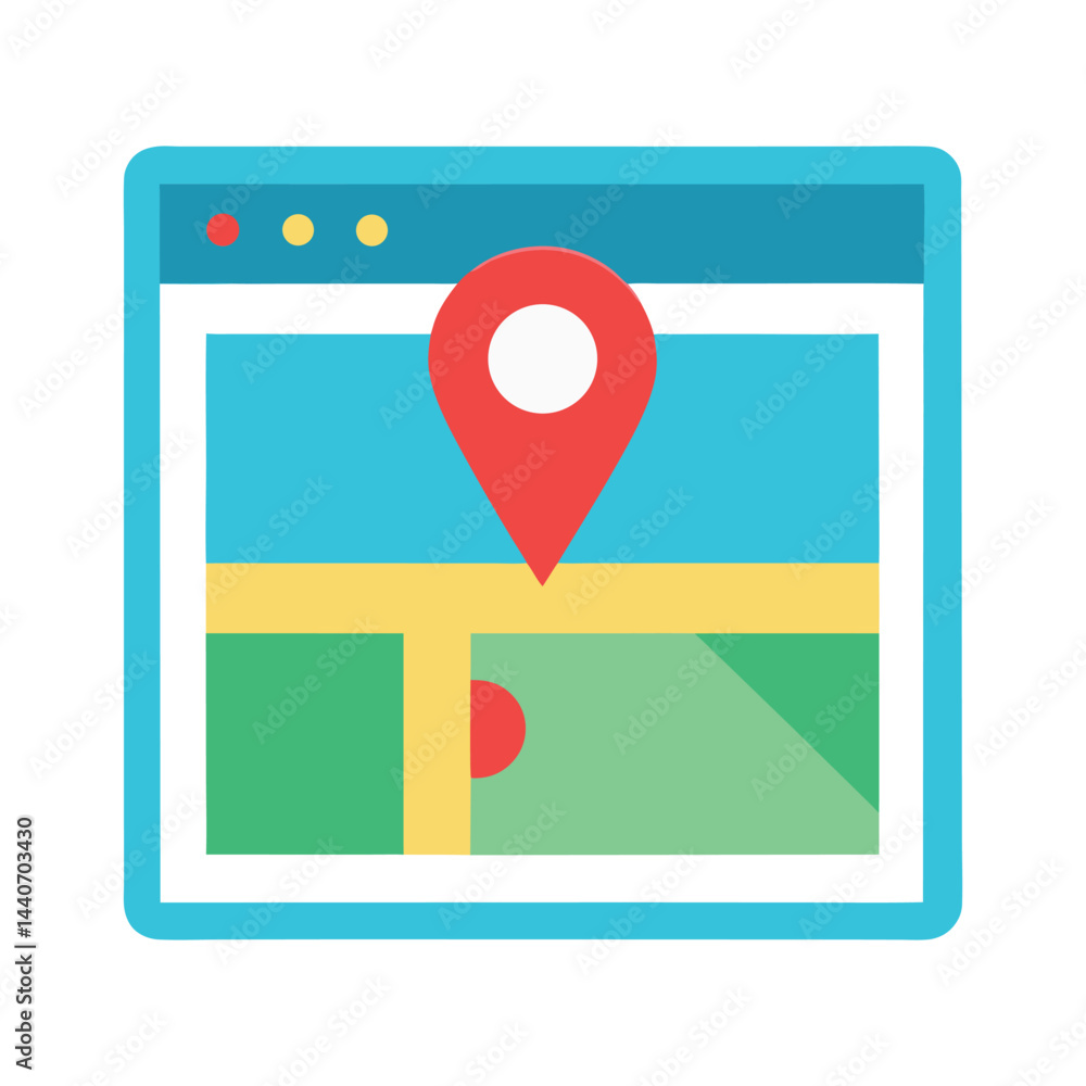 Digital map interface with location pin for navigation or travel services Digital map interface with location pin for navigation or travel services