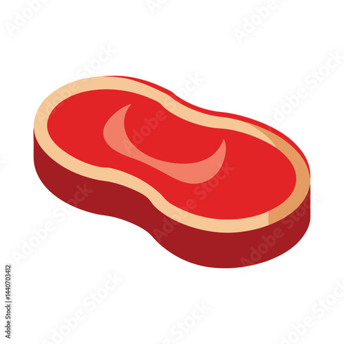Isometric raw steak illustration with marbling fresh meat cutlet design element