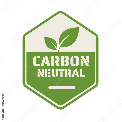 carbon neutral badge, sticker - vector illustration