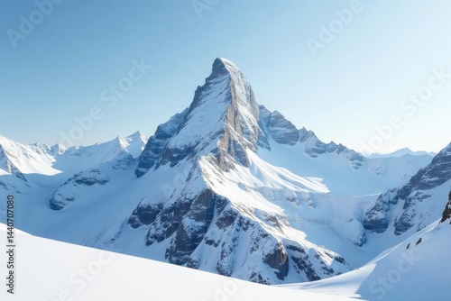 Wallpaper Mural Snow-covered mountain peak, pristine white landscape, ice, stock, landscape Torontodigital.ca