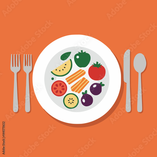 Vibrant Plate of Fresh Vegetables: A Colorful Arrangement for Healthy Eating