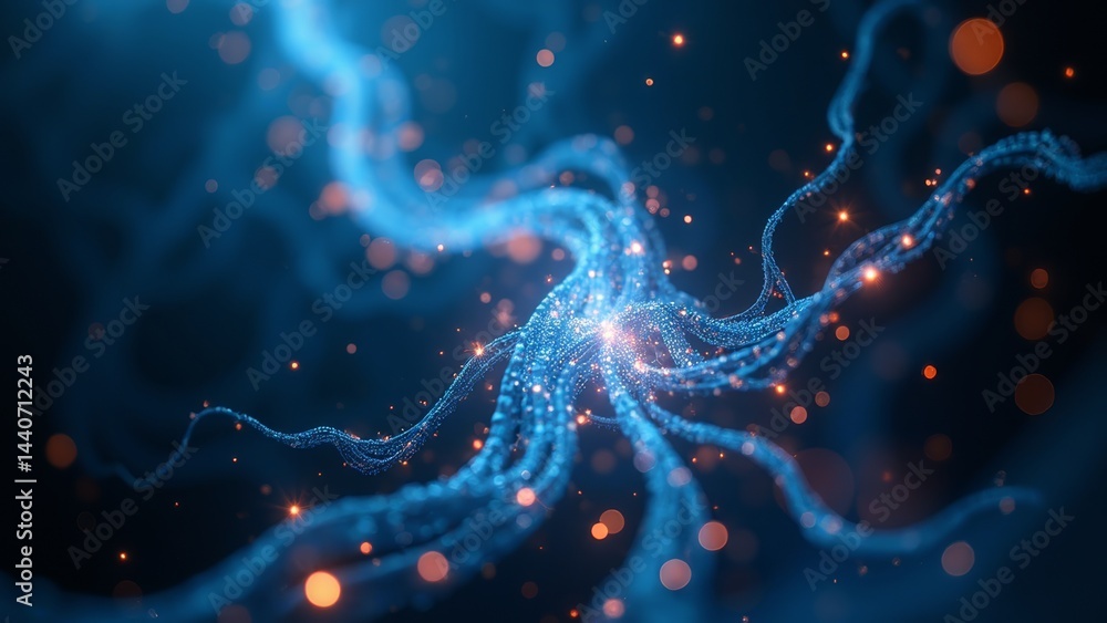 Technological blue neuron image Technological blue neuron image