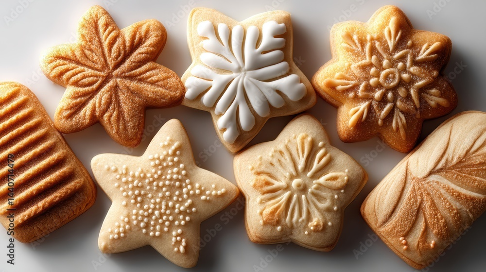 a set of freshly baked sugar cookies on a white isolated background, sweet and delicate design a set of freshly baked sugar cookies on a white isolated background, sweet and delicate design