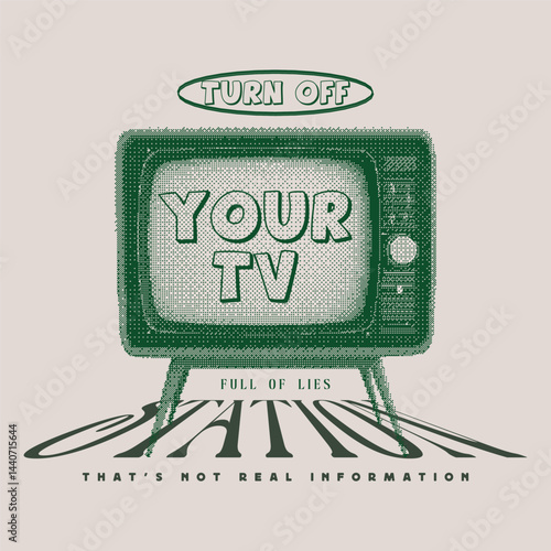 Television, Graphic Design for T-shirt, Street Wear and Urban Style, Vintage illustration of Television t-shirt design, vector graphic, typographic poster, or t-shirts, street wear, and Urban style