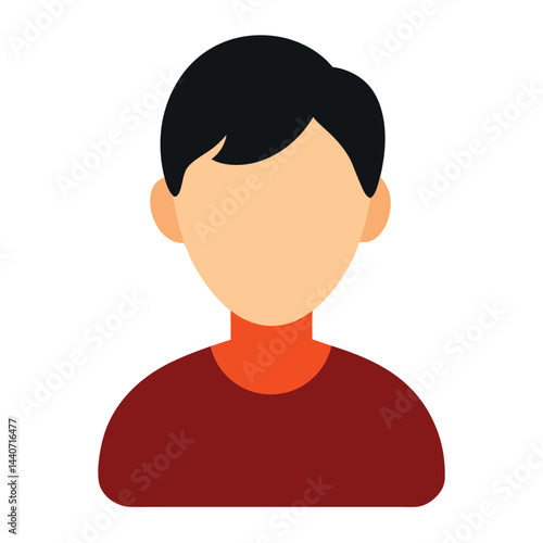Minimalist vector illustration of faceless male avatar for social media profile