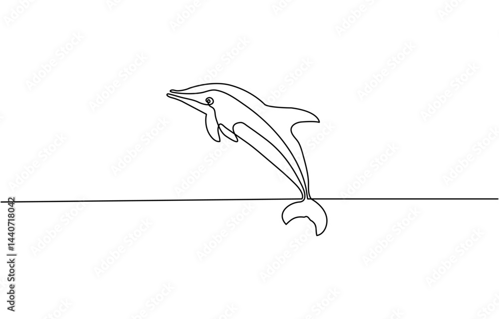 Fototapeta premium Continuous one line drawing of dolphin. Simple illustration of dolphin pair line art vector illustration