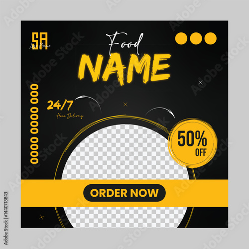Black color Food Menu Social Media Post design Template for growth your business. Modern social media post design.