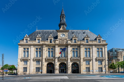 Vue extérieure de la mairie de Saint-Denis, France, commune française située dans le département de Seine-Saint-Denis, en région Île-de-France, au sein de la Métropole du Grand Paris