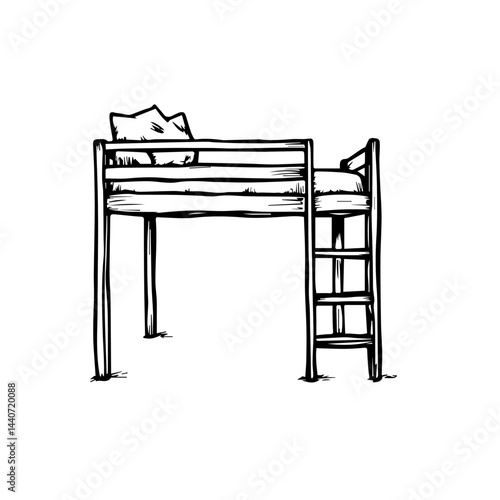 Illustration of a bunk bed with ladder, for home decor