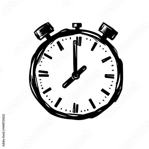 Stopwatch sketch in black and white for timing