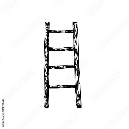 Ladder illustration in black and white, the concept of progress with copy space