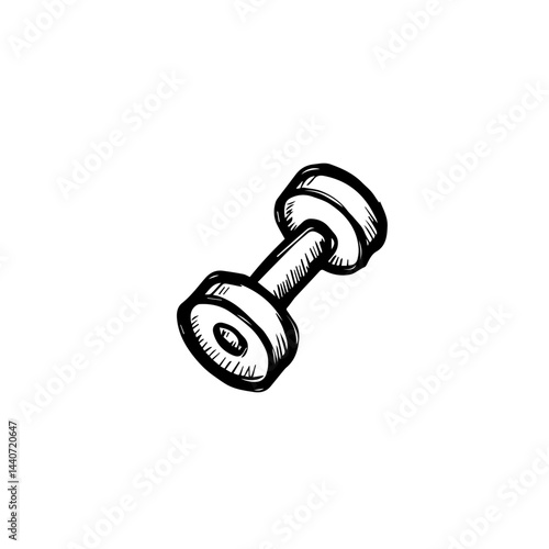Dumbbell sketch in black and white, used for sport infographics
