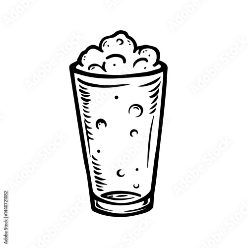 Black and white non-alcoholic beverage icon with copy space