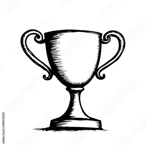 Hand drawn trophy on white, for competition or achievement