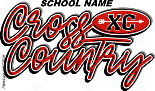 cross country team design with arrow for school, college or league sports