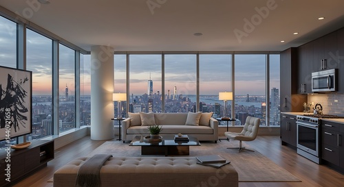 An apartment with a view of New York