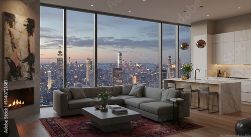 An apartment with a view of New York