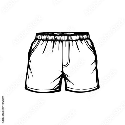 Running shorts in black and white sketch style, for fashion blogs