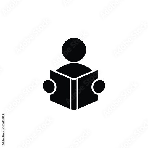Reading or learning with book flat icon for education apps and websites 