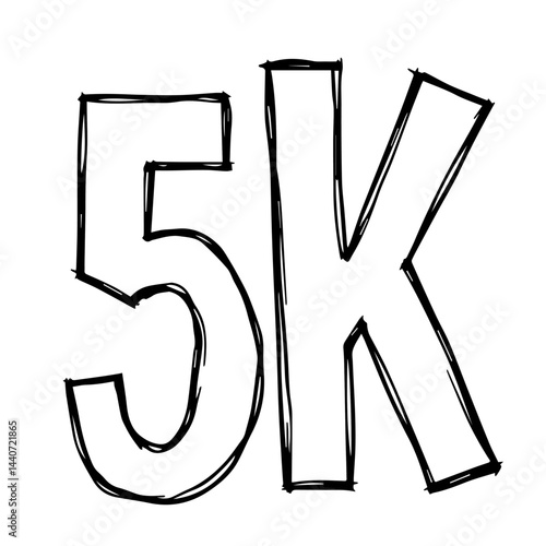 Illustration of 5K text in black and white, for promoting running events