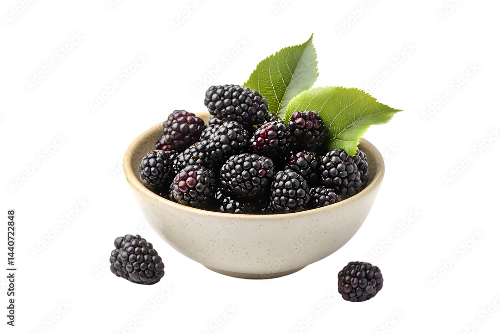 Fresh Blackberries in Bowl Green Leaves Healthy Snack Fresh Blackberries in Bowl Green Leaves Healthy Snack