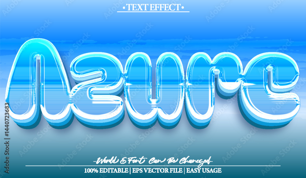 Azure Vector Text Effect Editable Alphabet Blue Sea Beach Sky