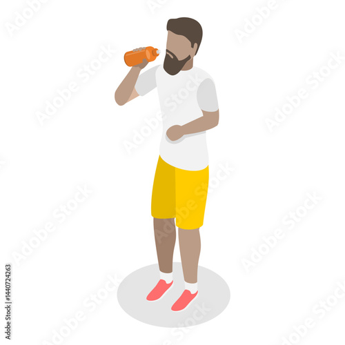 3D Isometric Flat Vector Illustration of Fitness People, Sport Nutrition, Healthy Lifestyle. Item 7