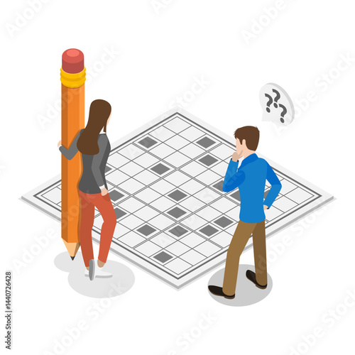 3D Isometric Flat Vector Illustration of Stay at Home Games, Learning and Leisure. Item 1