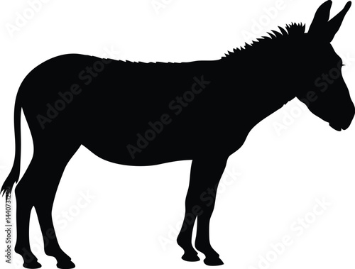 Donkey silhouette vector, Donkey animal black icon 
