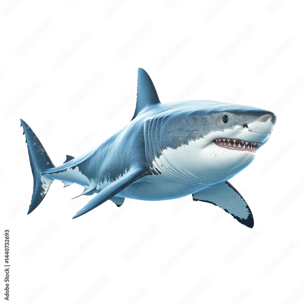 Fototapeta premium Dynamic shark swimming in ocean waters marine life illustration